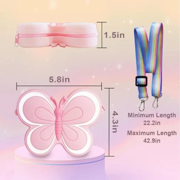 Kids' Butterfly Bag with Shoulder Strap In Pink -A Mini Bag for Little Ones NWOT - Picture 2 of 2